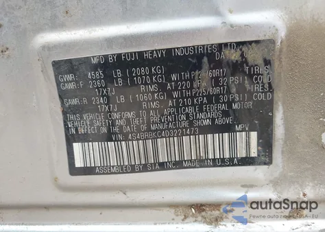 2013 Subaru Outback 2.5I Limited z USA, uszkodzony, nr VIN 4S4BRBKC4D3221473